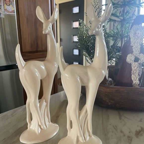 Other - SET OF 2 HANDMADE CERAMIC LIGHT PINK CHRISTMAS/WINTER  REINDEER